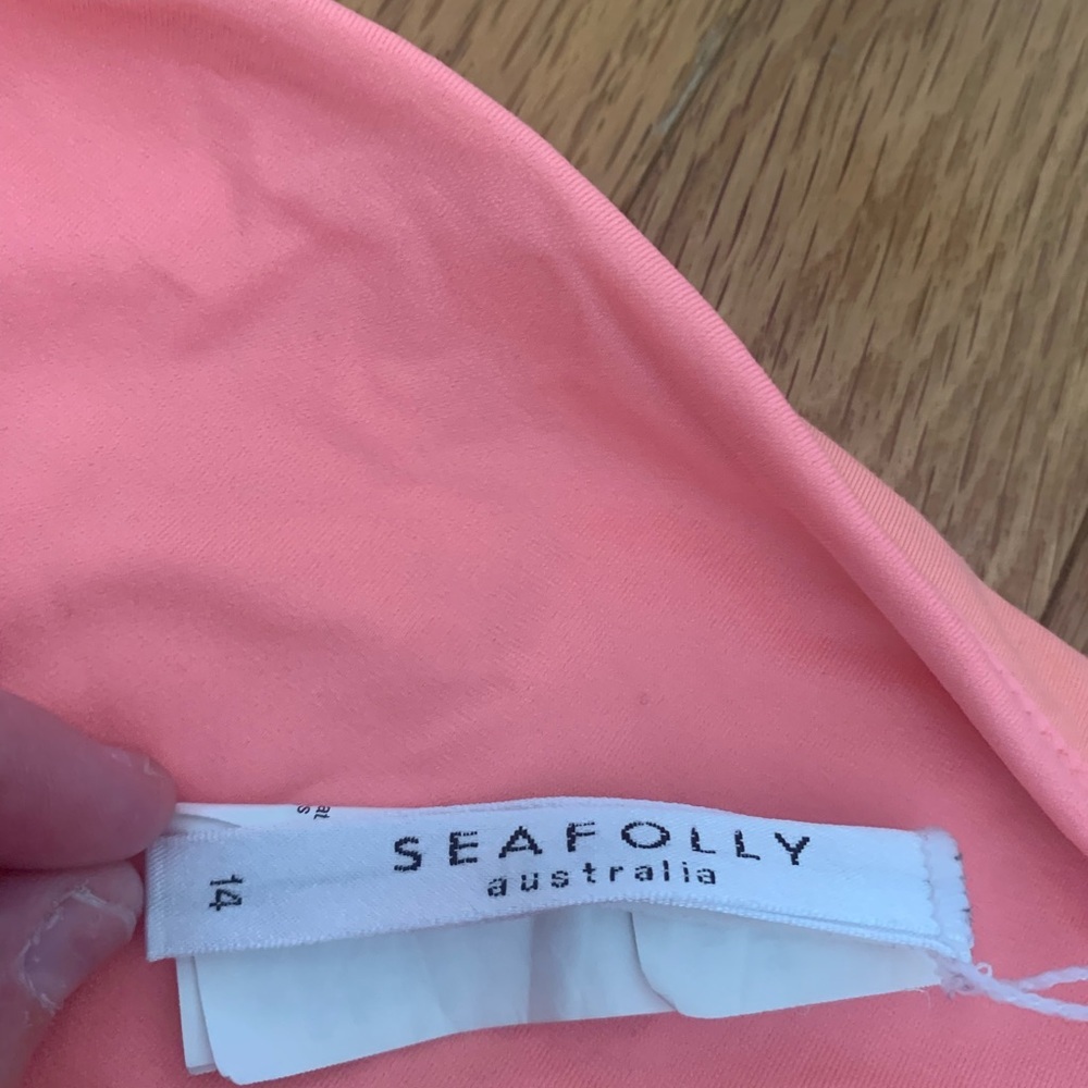 Seafolly Australia Bikini Bottoms Coral Pink Size 14 US Size 10 Medium NWOT - Picture 4 of 7